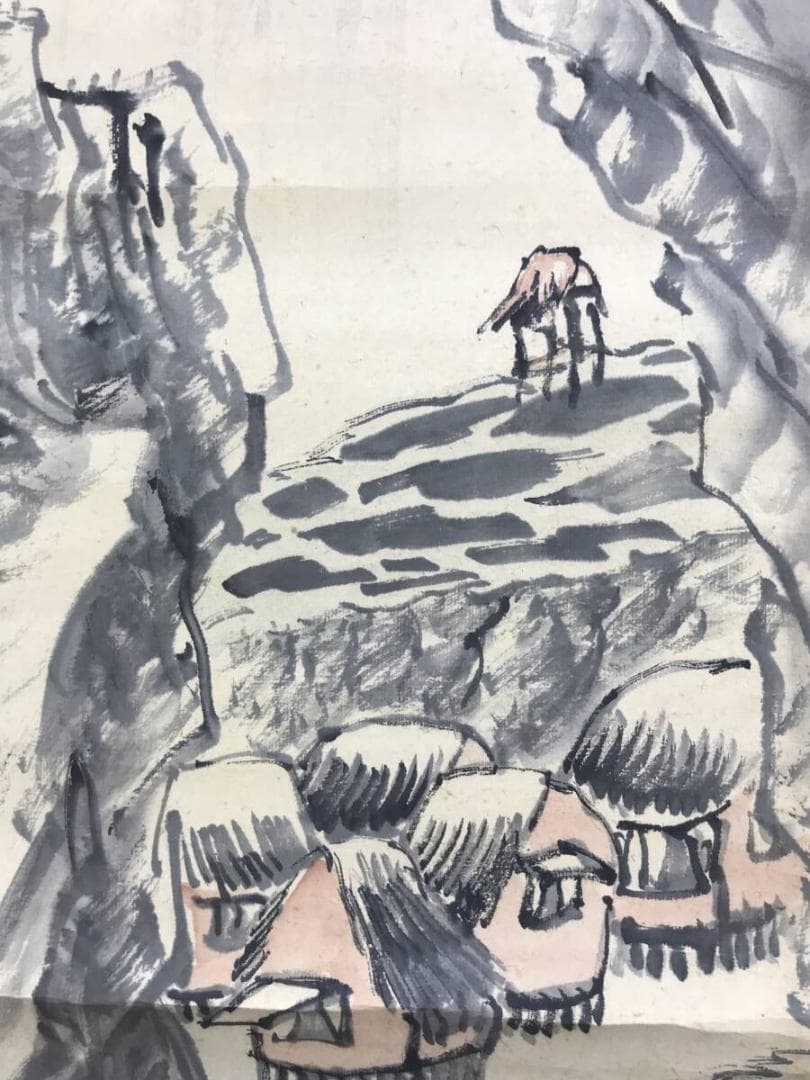 真作/僧月僊/山水人物図/山水図/掛軸☆宝船☆AH-591