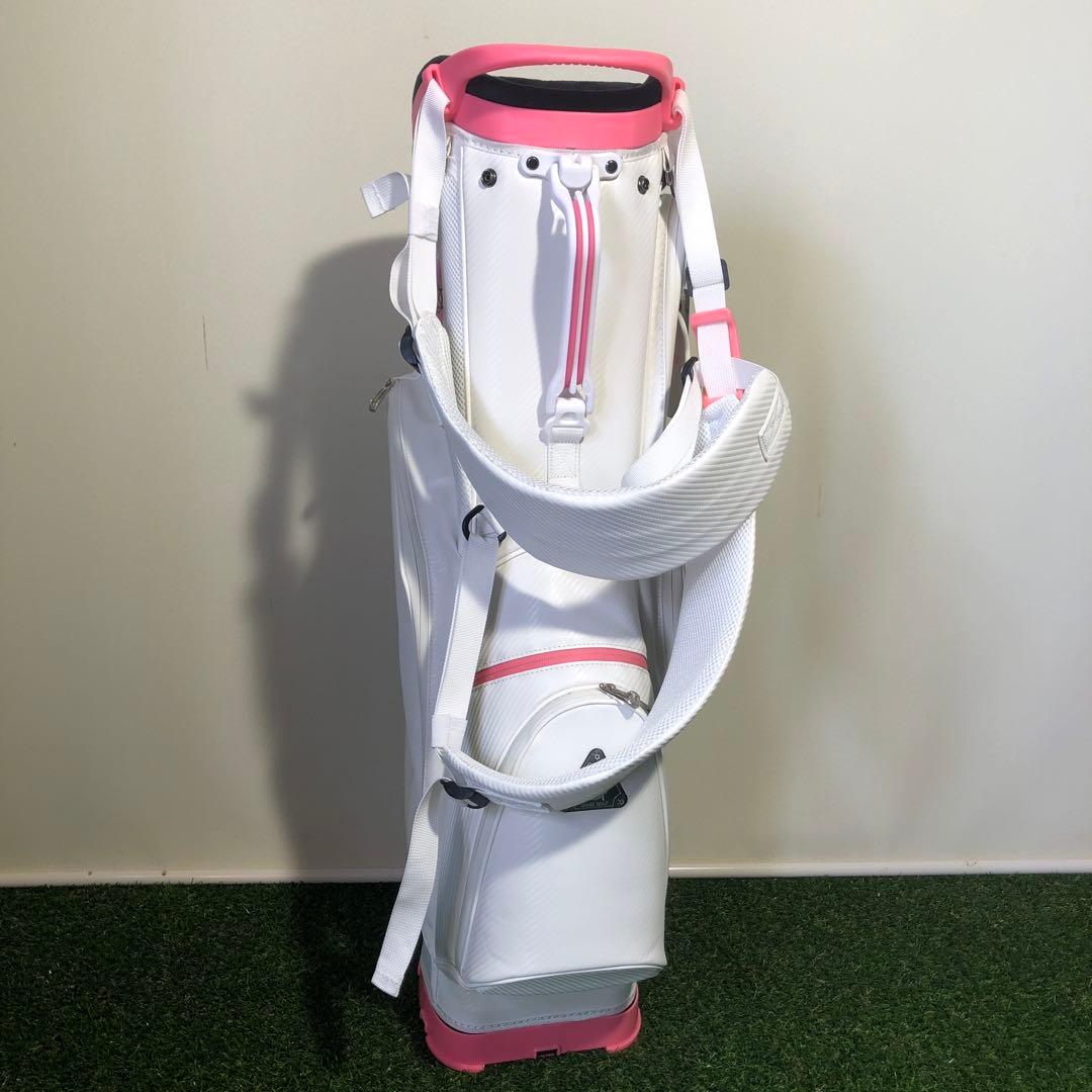 訳ありOMNIX GOLF 8.5型　スタンドキャディバッグ ホワイト　ピンク