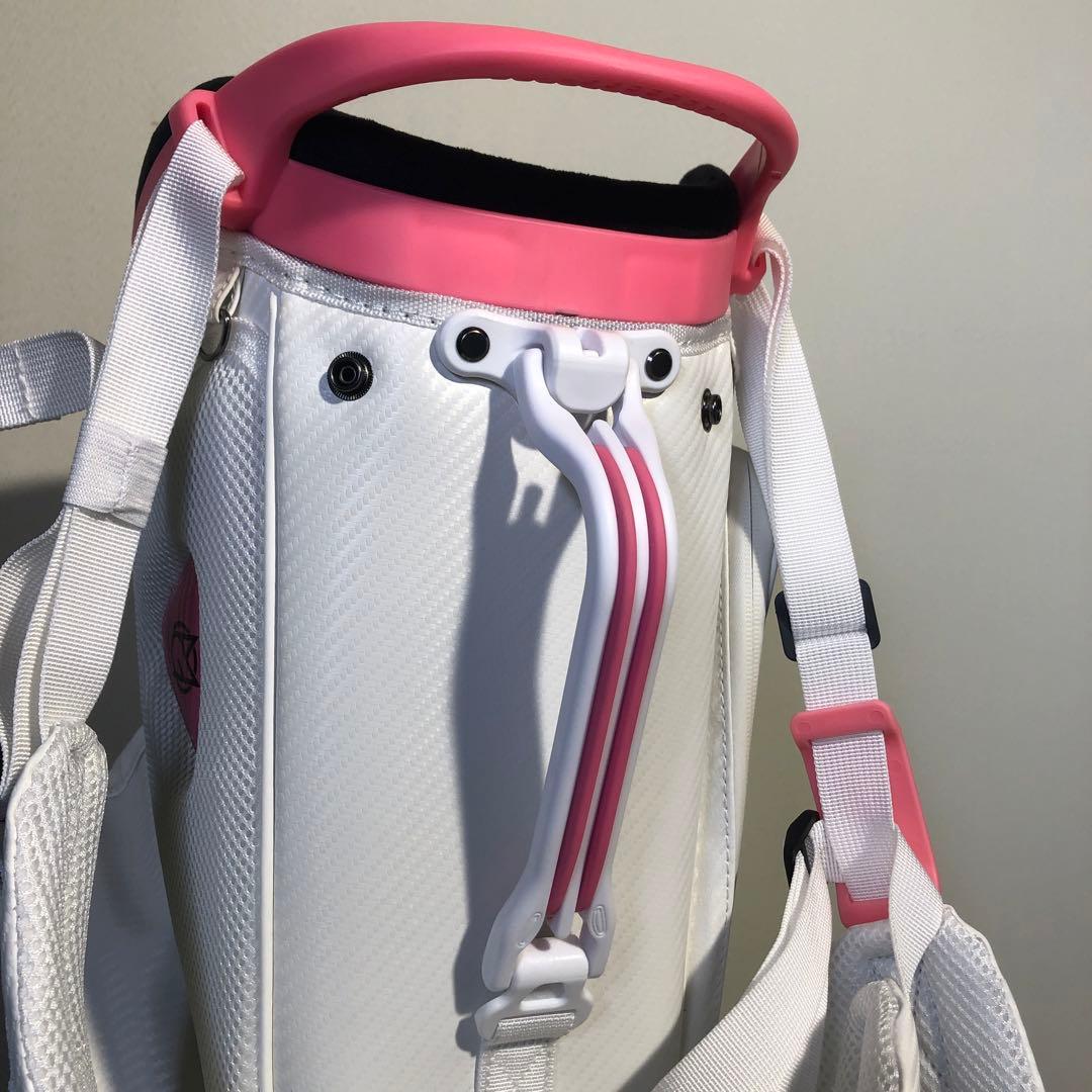 訳ありOMNIX GOLF 8.5型　スタンドキャディバッグ ホワイト　ピンク