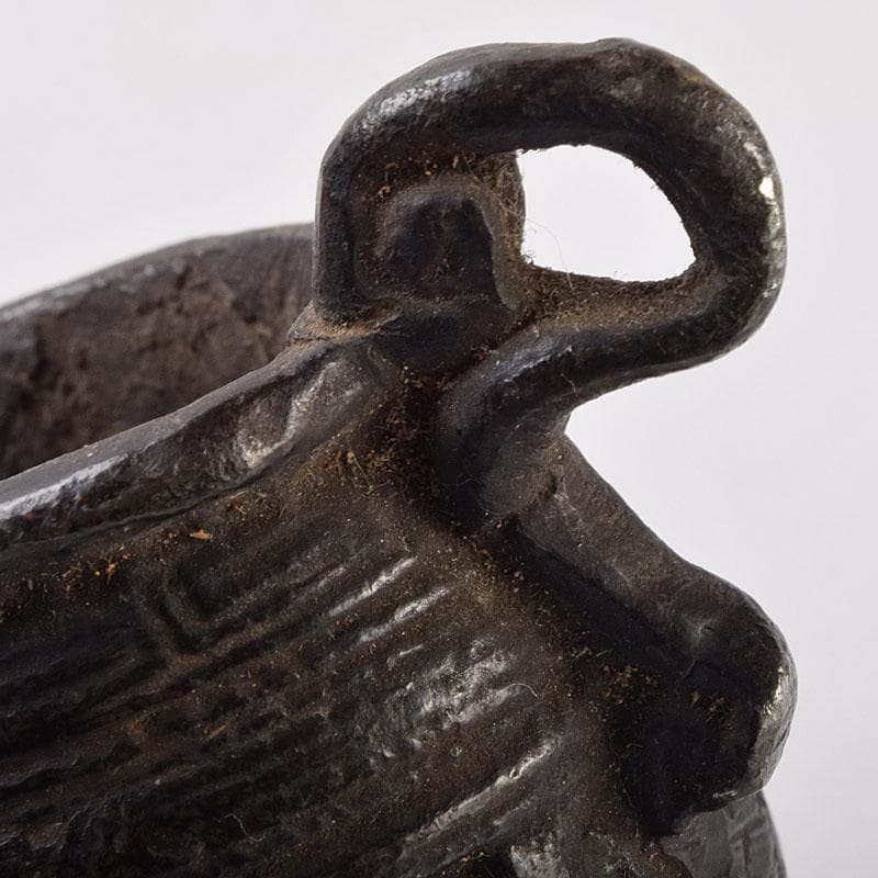 中国　古銅宣徳銅　山水文刻　三足香炉　V　R9217