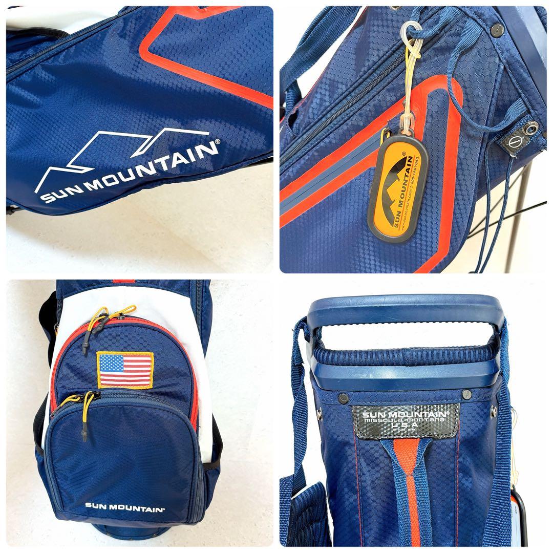 美品 サンマウンテン キャディバッグ 8.5型 軽量 スタンド式 ネイビー