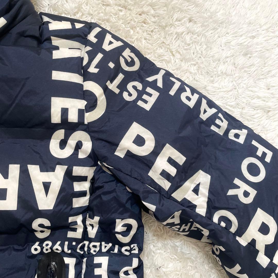 極美品 パーリーゲイツ ダウンジャケット 2way ロゴ総柄 0サイズ ネイビー