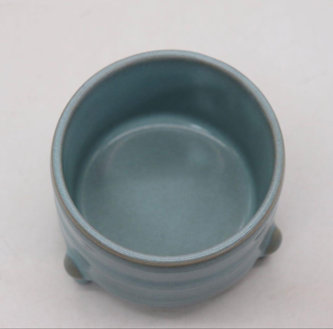 中国　鈞釉三足香炉　送料込み250622