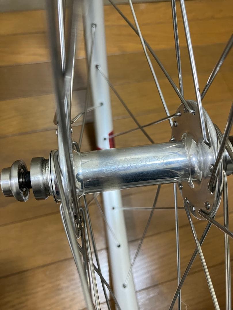 VELOCITY 完組ホイール シルバー　フリーコグ付き　ブルーラグ