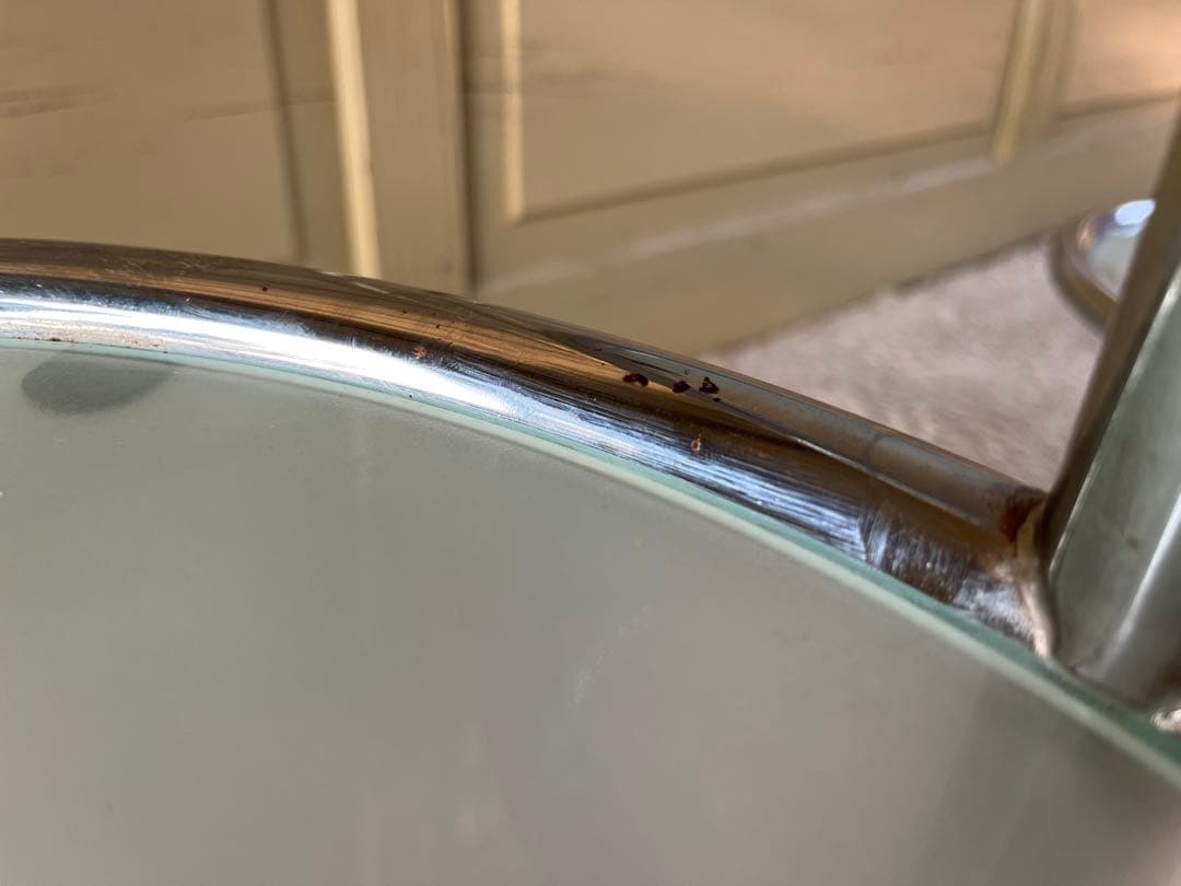 ラウンドテーブル 3段ガラス ミッドセンチュリー モダン スペースエイジスタイル