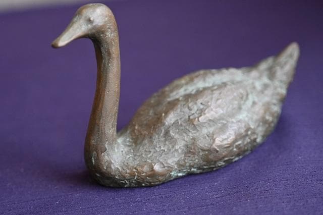 進藤武松 　白鳥 　ブロンズ　 置物　 銅製 箱　 美品