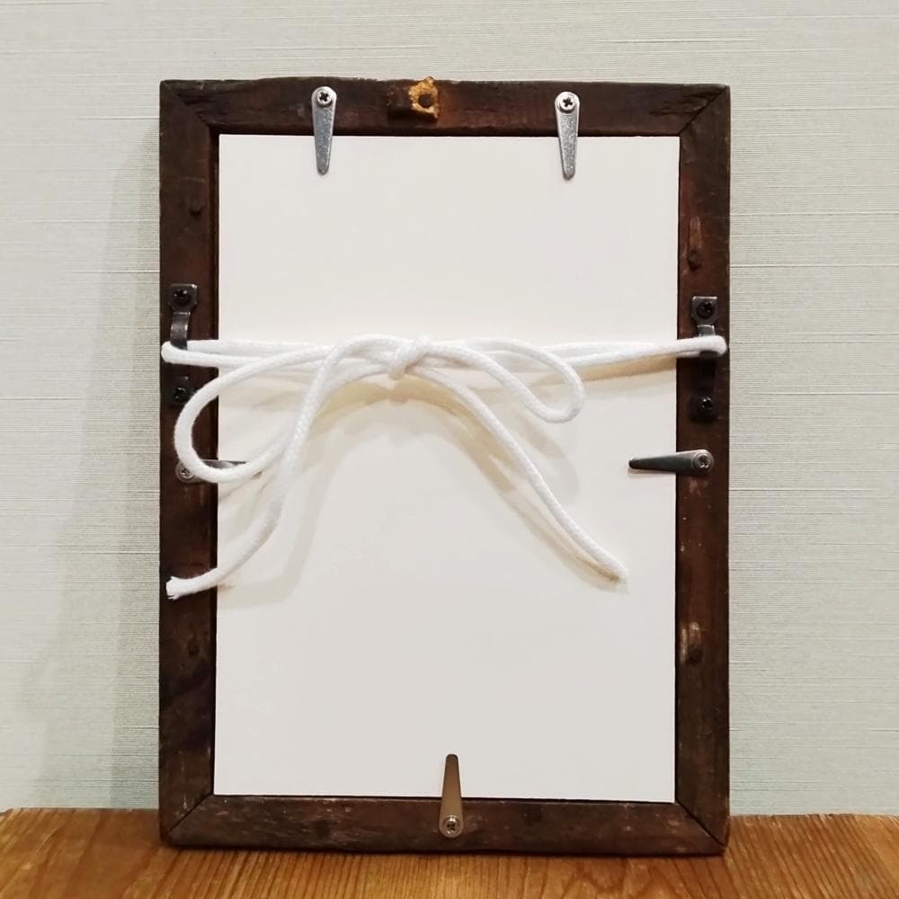 内野隆文　抽象絵画　バスチケット　アンティークペーパー　フレーム　額縁　真作