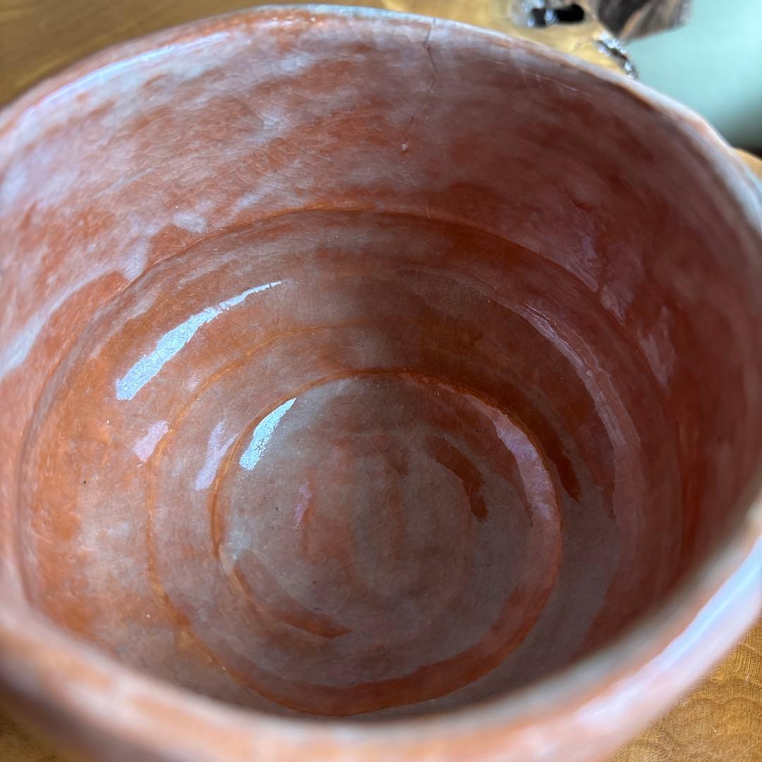 赤楽茶碗 春悦作 楽焼 抹茶碗 茶道具 共箱(43)