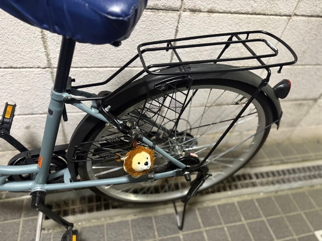 青色シティサイクル 前面バスケット付き