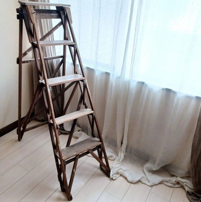 アンティーク ラダー 折りたたみ木製梯子 脚立 店舗什器 古道具 引取限定