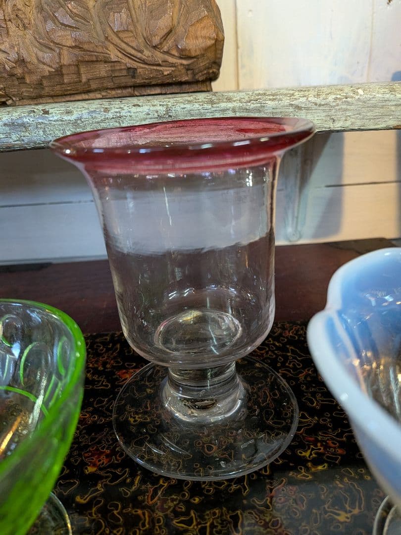 気泡たっぷり　古くてレトロな氷コップ　3点