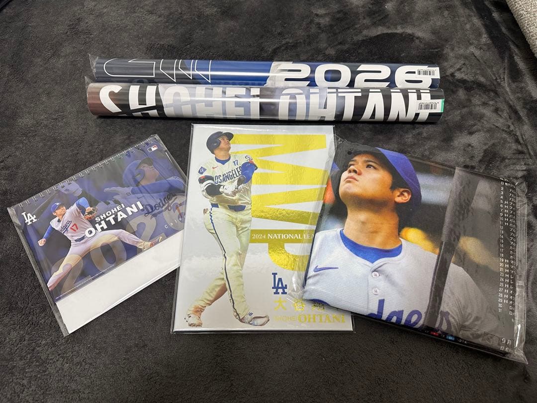 大谷翔平 2025 2026カレンダー プレミアムフレーム タオル 5点セット