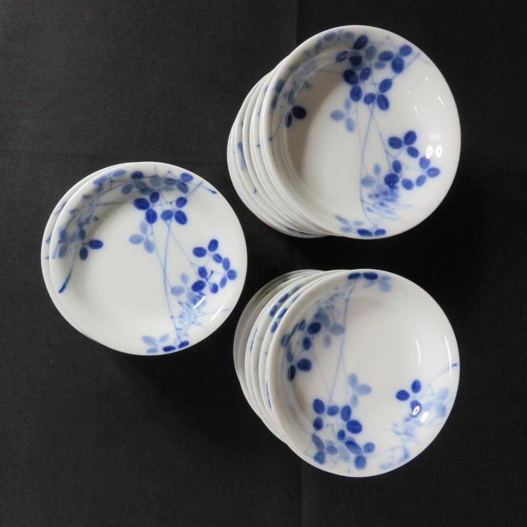 伊万里中手塩皿 草文様 染付 古伊万里 共箱 26枚 まとめ売り 小皿