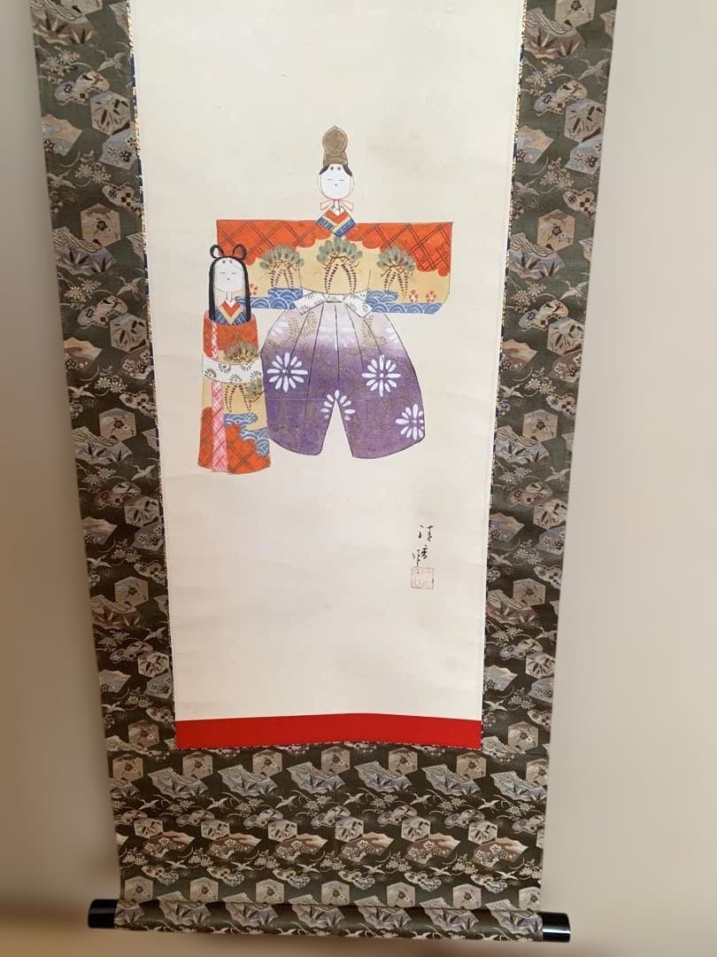 桃の節句　立ち雛の掛け軸