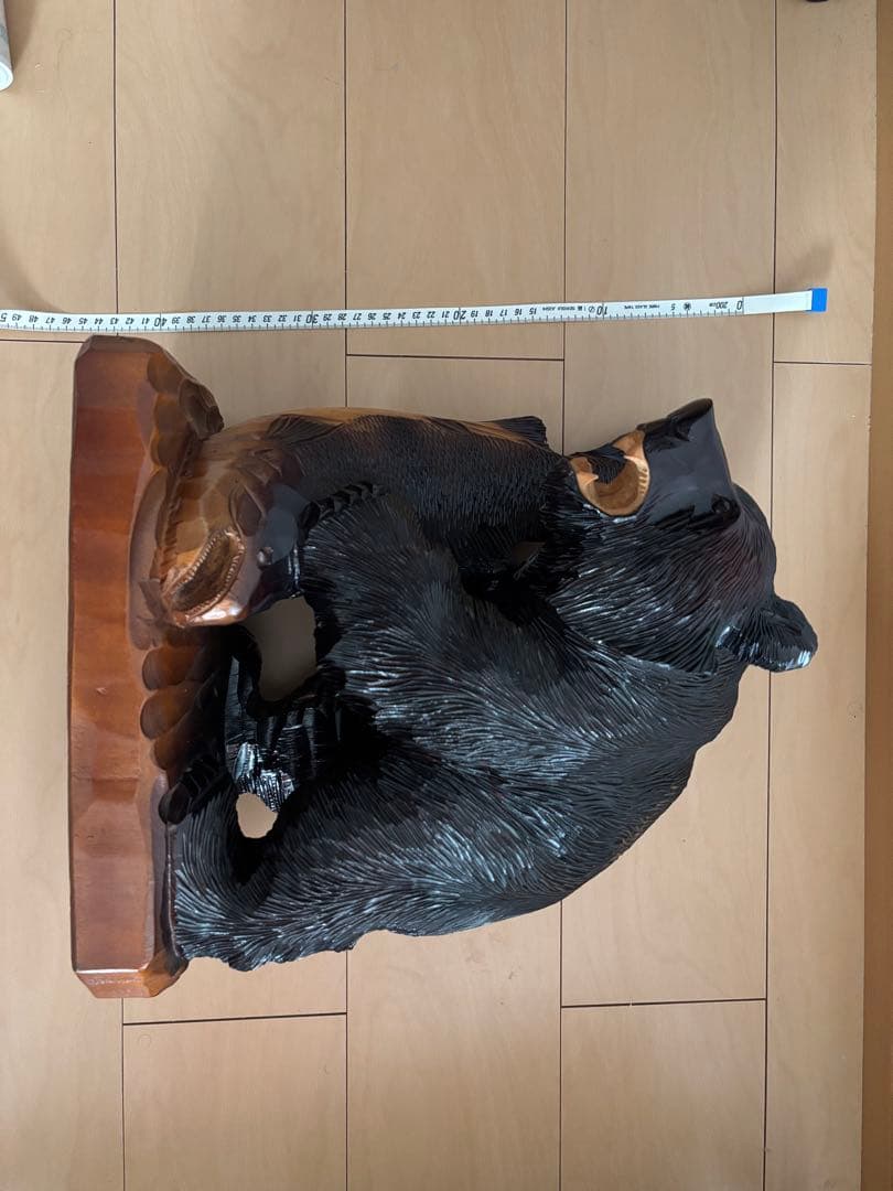【大型40cm】北海道 木彫り熊 鮭持ち 八雲系風 無銘 民芸品 置物