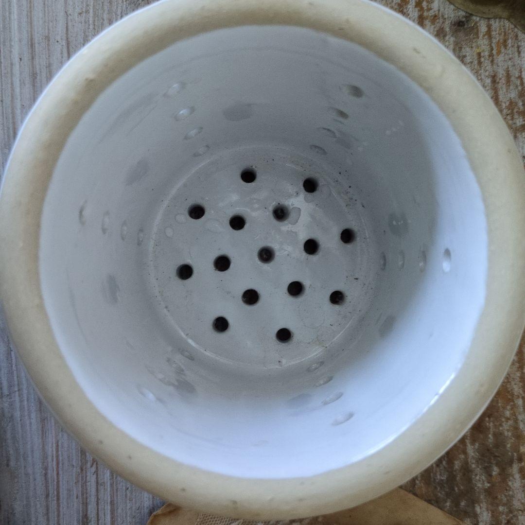 フランス　アンティーク　チーズ 大き目　水切り　フィセル　陶器　キャニスター