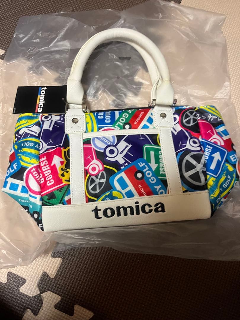 トミカゴルフ新品訳ありホワイトカラフルゴルフバッグ小w32×D12×H19