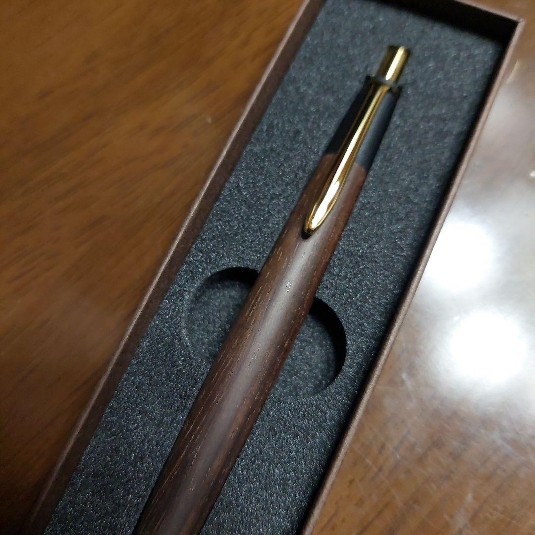 野原工芸似ボナン ほぼ新品　木製シャーペンン ゴールドクリップ　0.5mm