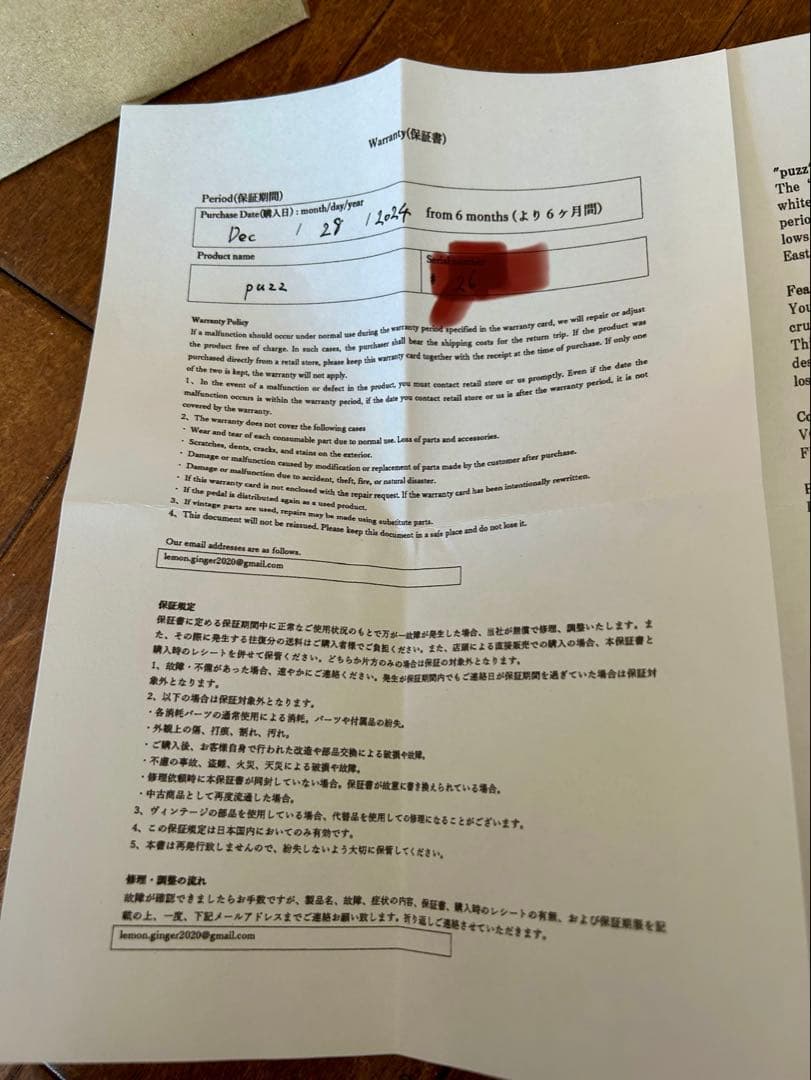 ギター Lemon & Ginger Puzz 2nd Lot