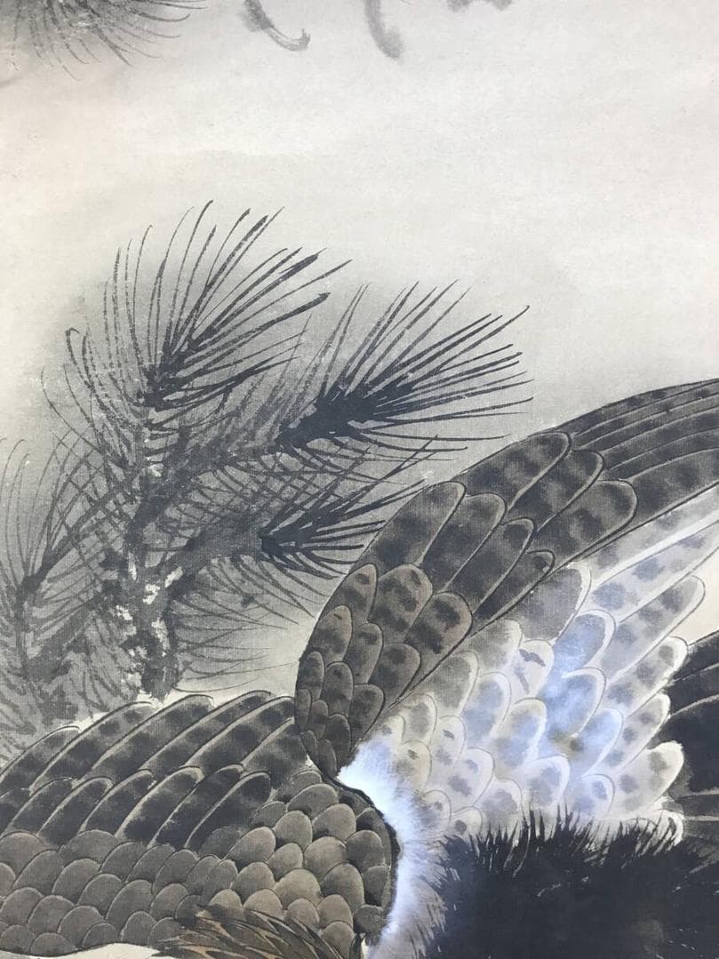 作者不詳/松鷹画賛/マツタカ図/花鳥図/掛軸☆宝船☆AH-536