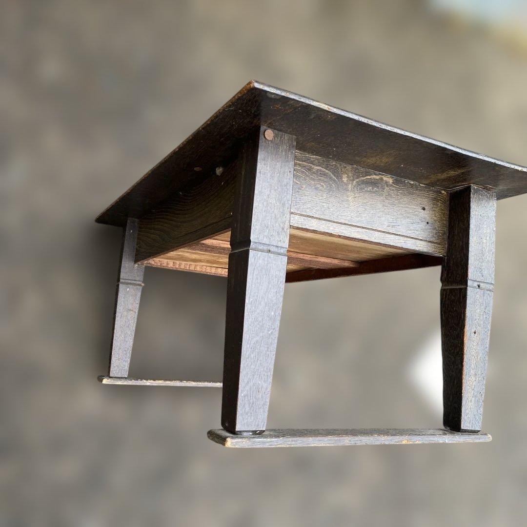 木製文机 引き出し付き ダークブラウン　昭和レトロ　古民具