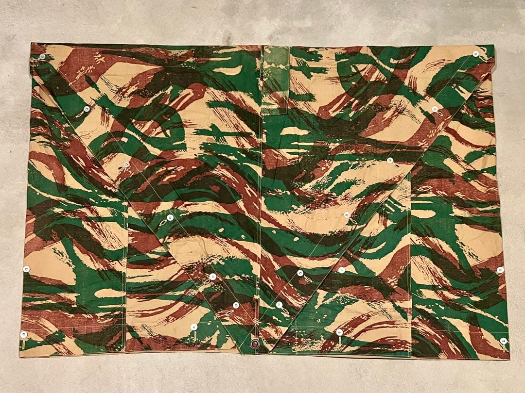 ②50s フランス軍 リザードカモ ポンチョテント ツェルトバーン 実物 軍幕