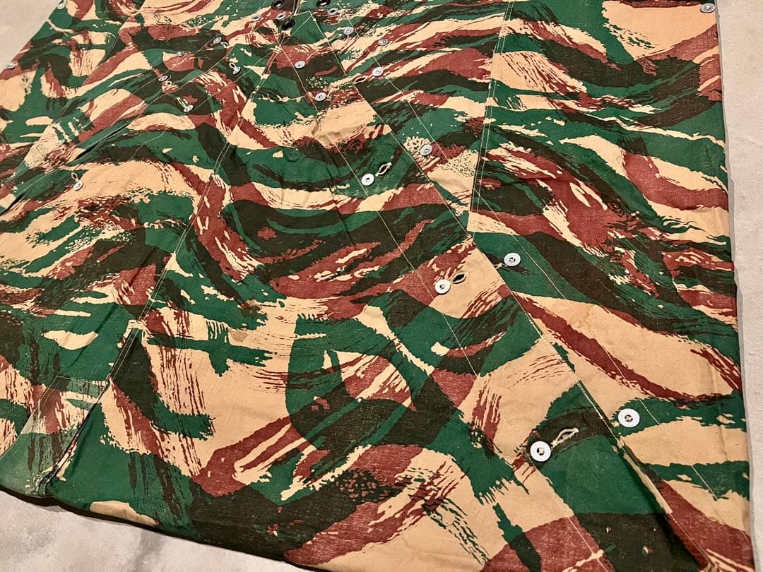 ②50s フランス軍 リザードカモ ポンチョテント ツェルトバーン 実物 軍幕