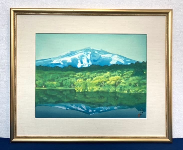 奥田元宗／限定 木版画「朝湖」山水画：解説付き