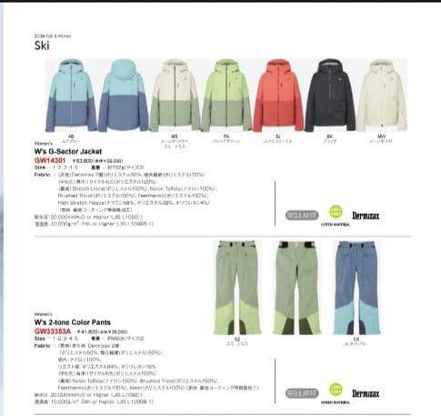 スキーウェア　GOLDWIN　レディース2024-2025モデル　(ジュニア可)