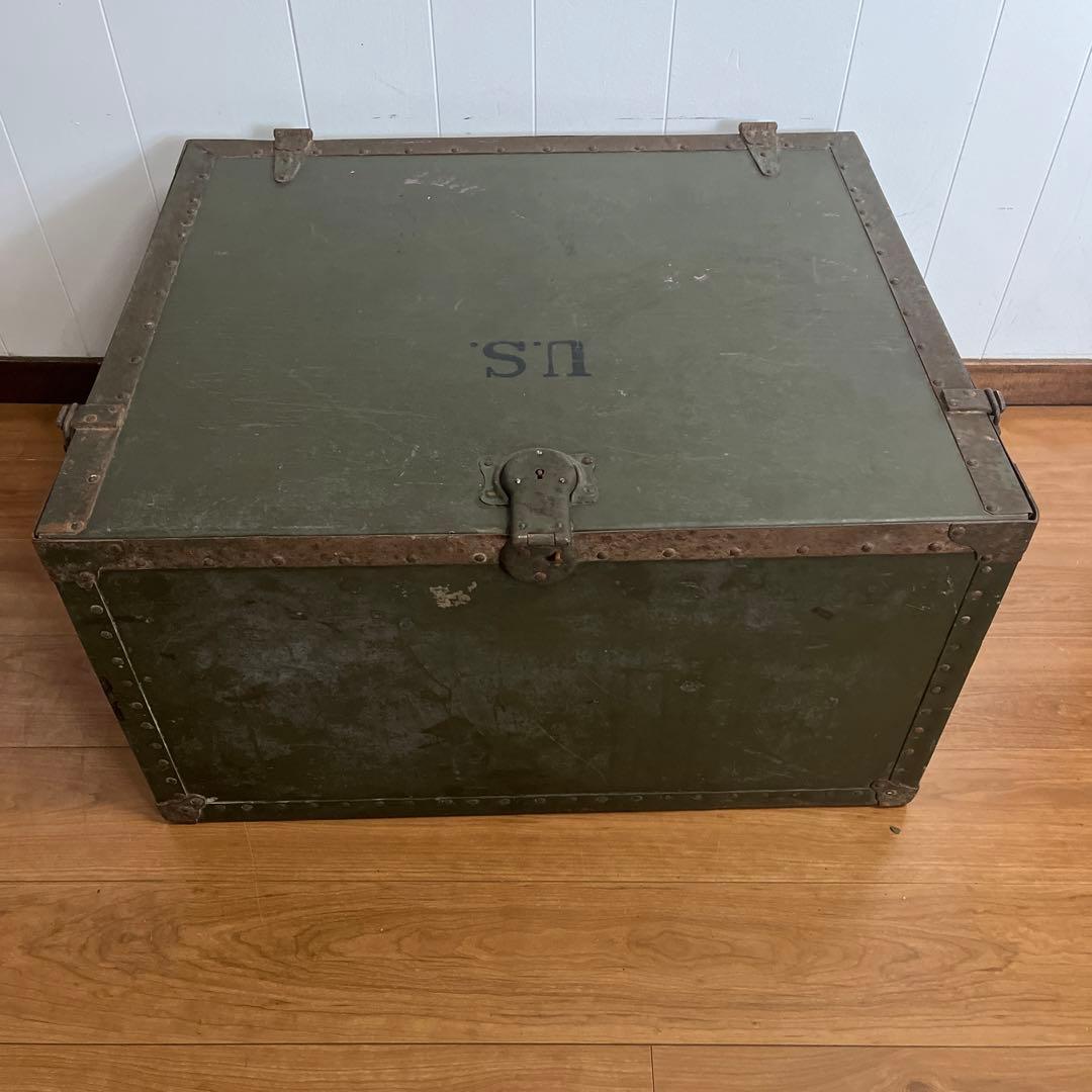 米軍　実物　US 木製　トランク　特大　送料無料