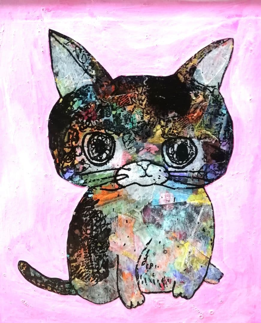 依頼者優先購入作品1 猫の額付き銅版画　センチメンタル猫