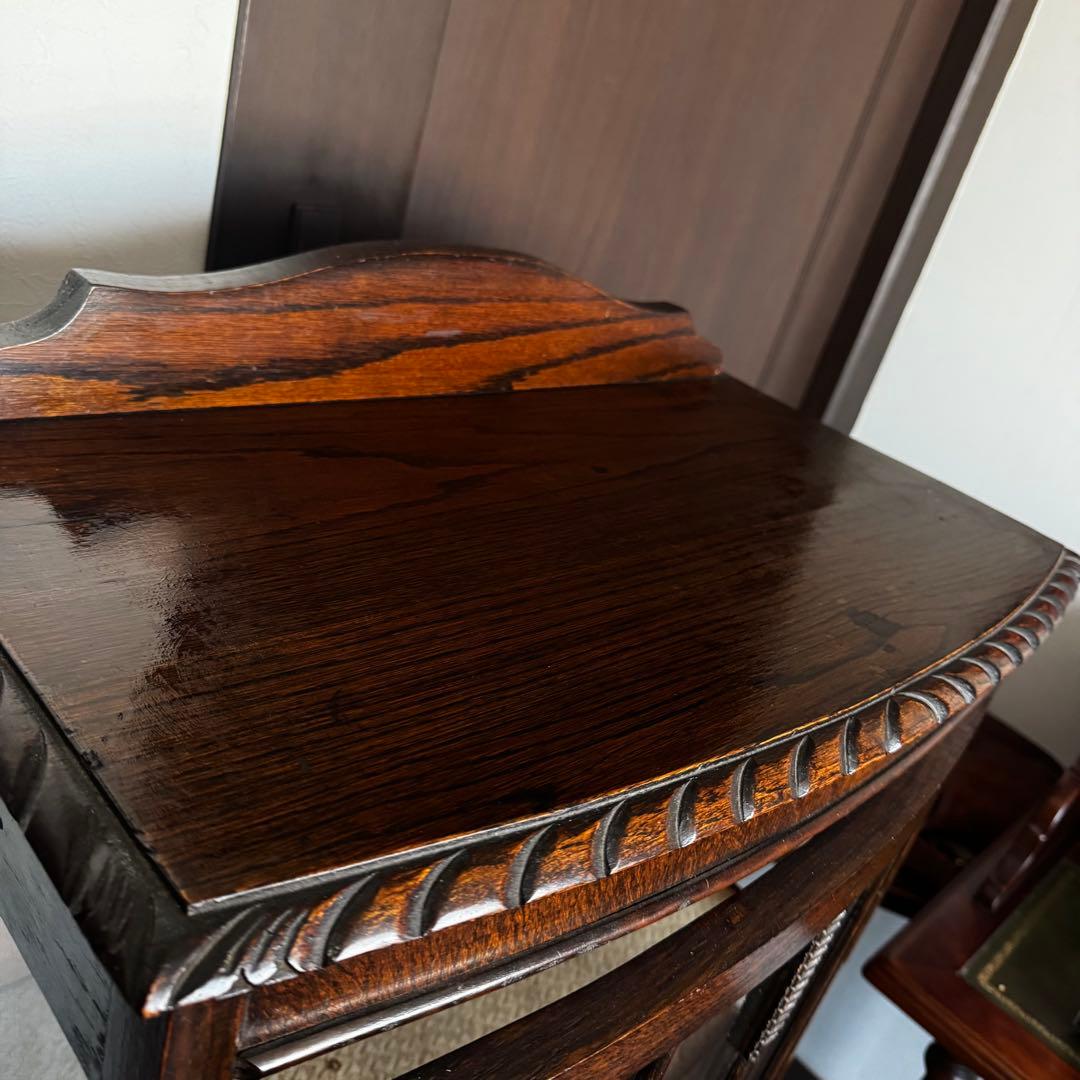 アンティーク　キュリオケース　キャビネット　コレクションケース　木製　ガラス　茶