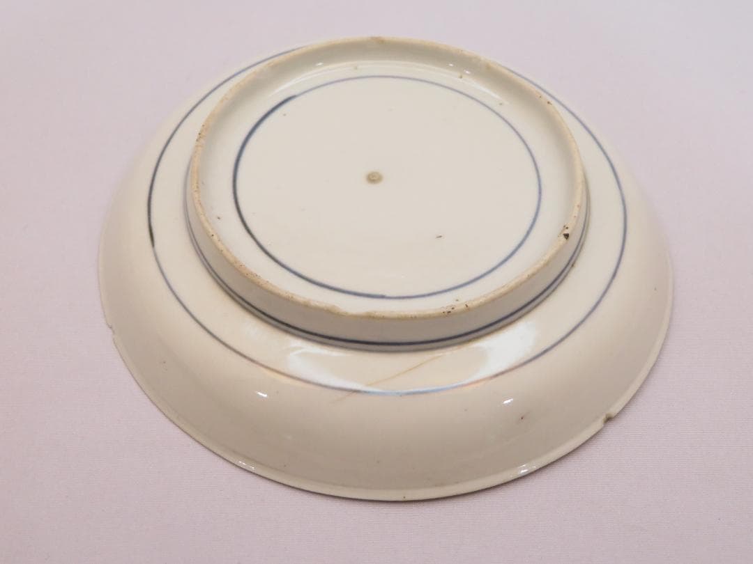 3246　古美術＜値下げ交渉大歓迎＞藍柿中皿　ヒビ有