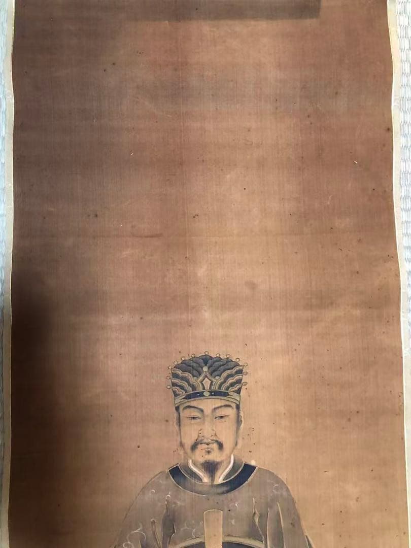 捲り　絹本　秀堂 絵［唐人物図］肉筆 掛け軸！