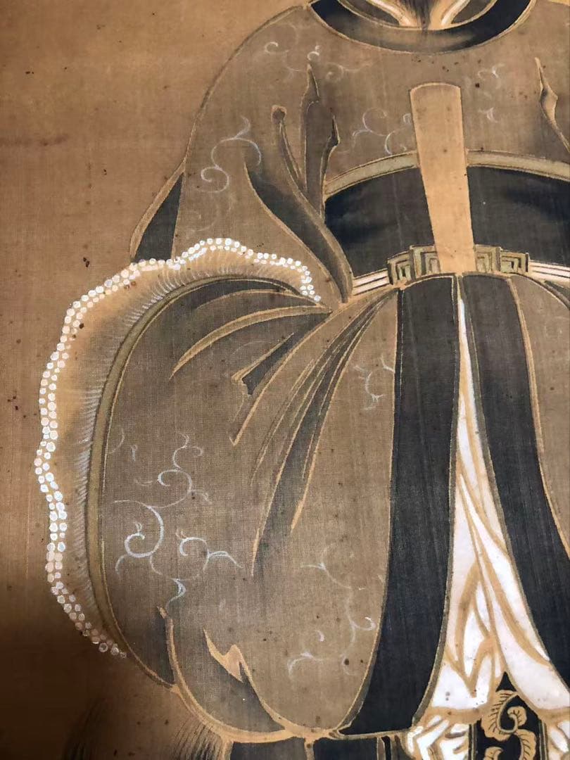 捲り　絹本　秀堂 絵［唐人物図］肉筆 掛け軸！