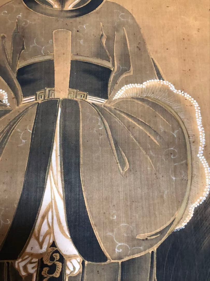 捲り　絹本　秀堂 絵［唐人物図］肉筆 掛け軸！