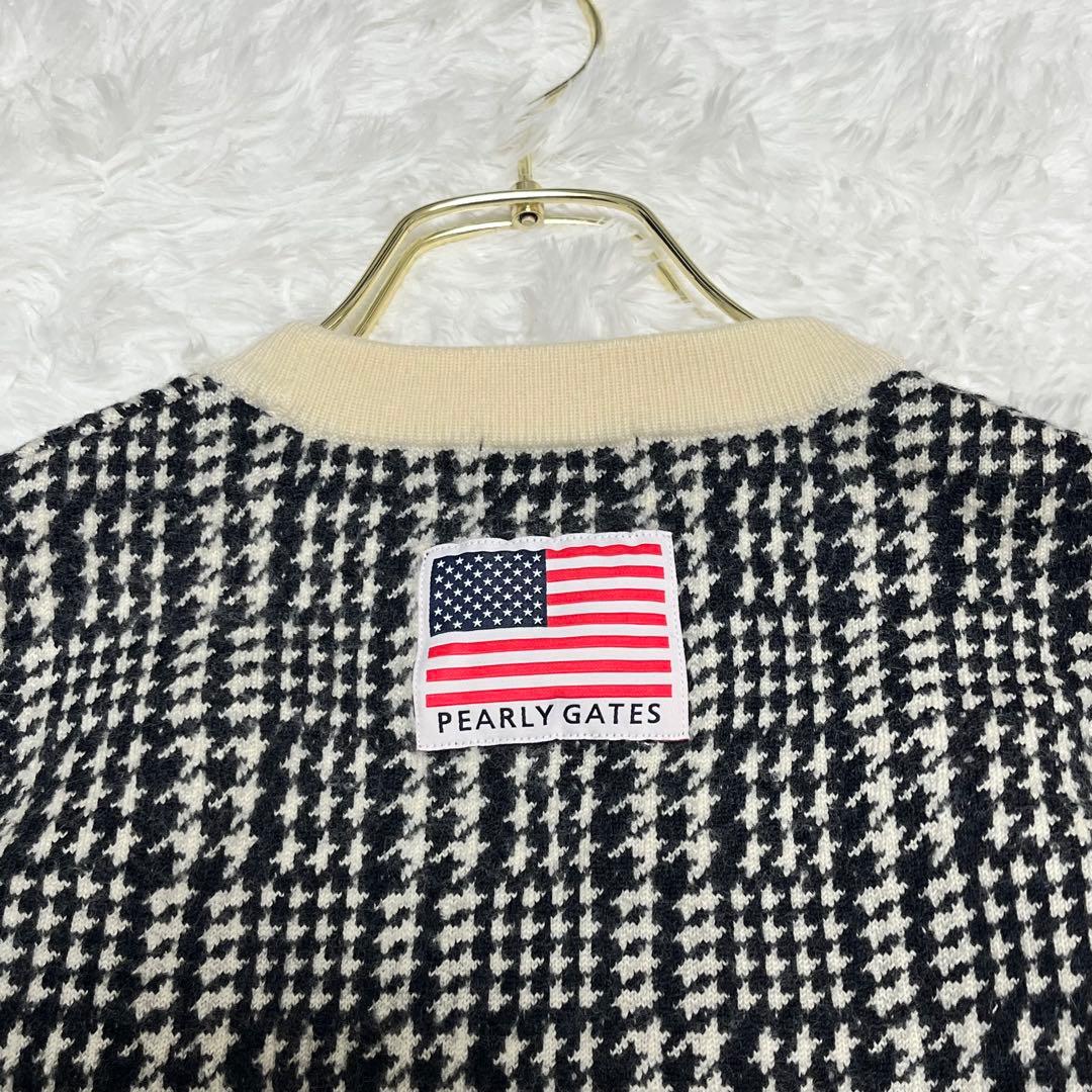 美品 パーリーゲイツ スヌーピー コラボ ウール ニット 千鳥柄 S ゴルフ