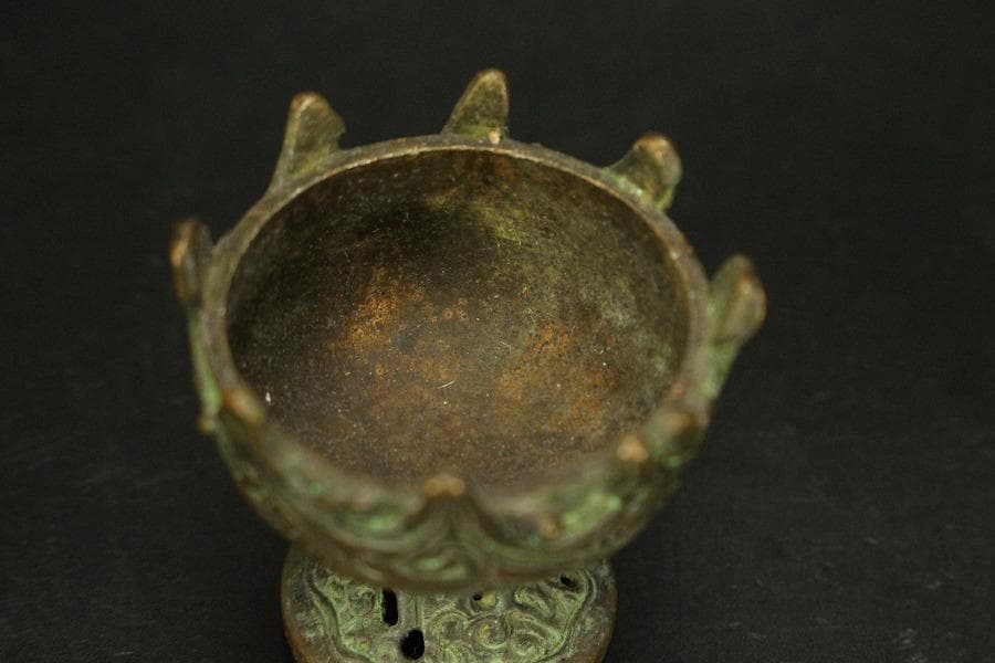 仏教美術 古銅 豆 博山炉 五鈷杵 二件 古美術(LC994)