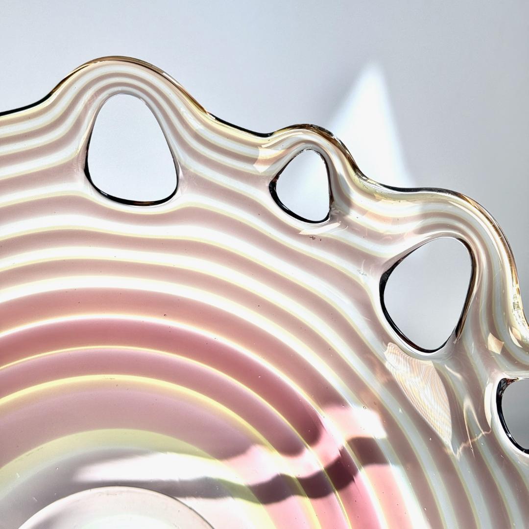 ビンテージ　職人よる手作りの大きなガラスコンポート　直径35㎝