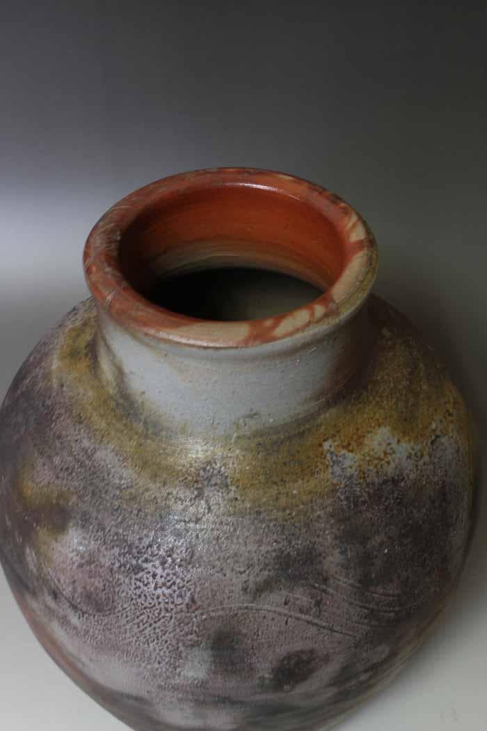 木村陶峰　備前焼壺　共箱　古陶磁　花器　在印有り　古美術品