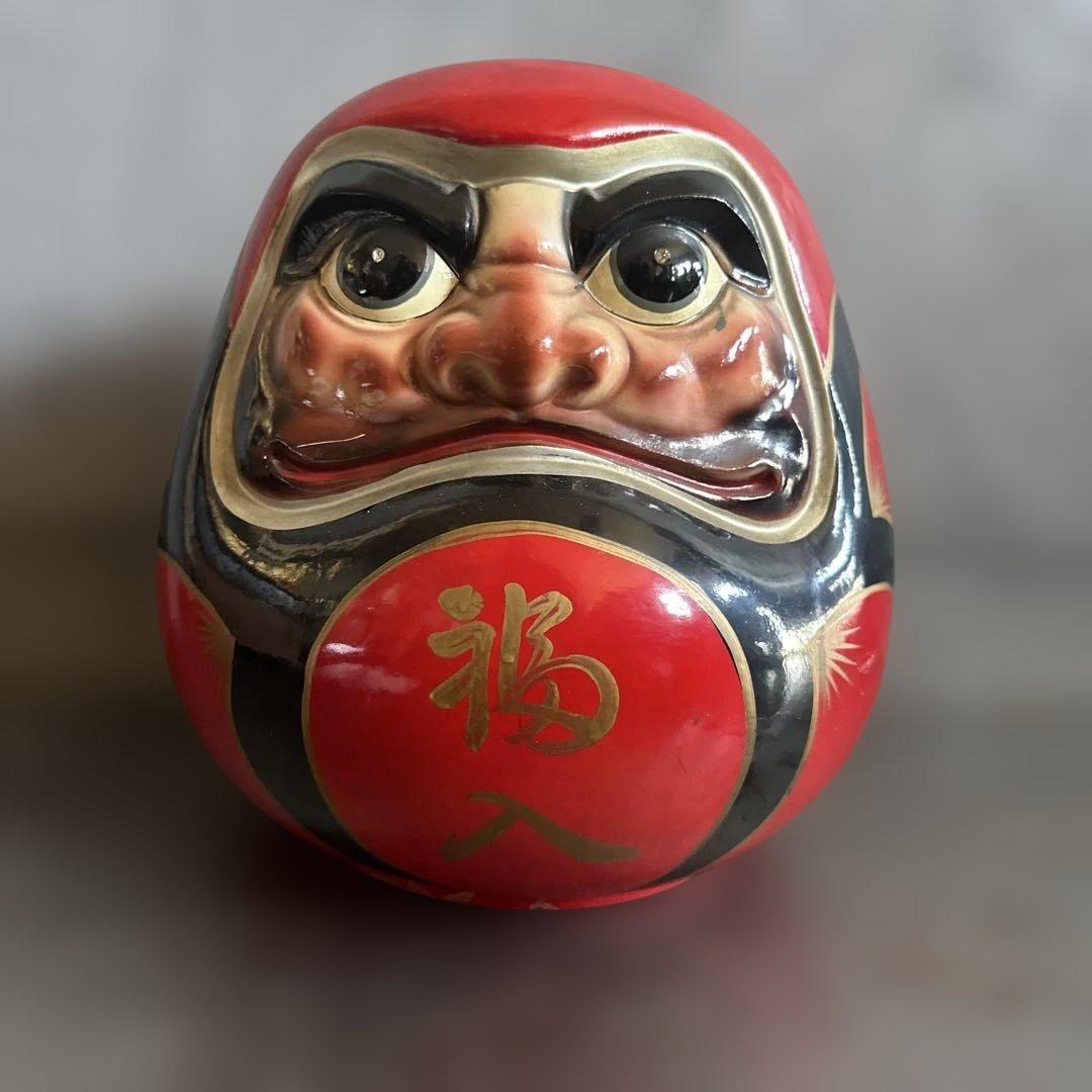 お値下げ❣️ヴィンテージ希少品‼️陶器ダルマ貯金箱　赤色の達磨 置物