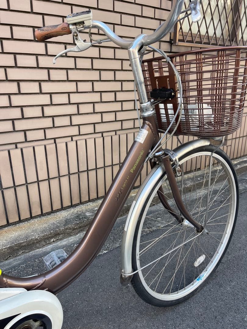電動アシスト自転車 ブラウン 26インチ 前カゴ付き