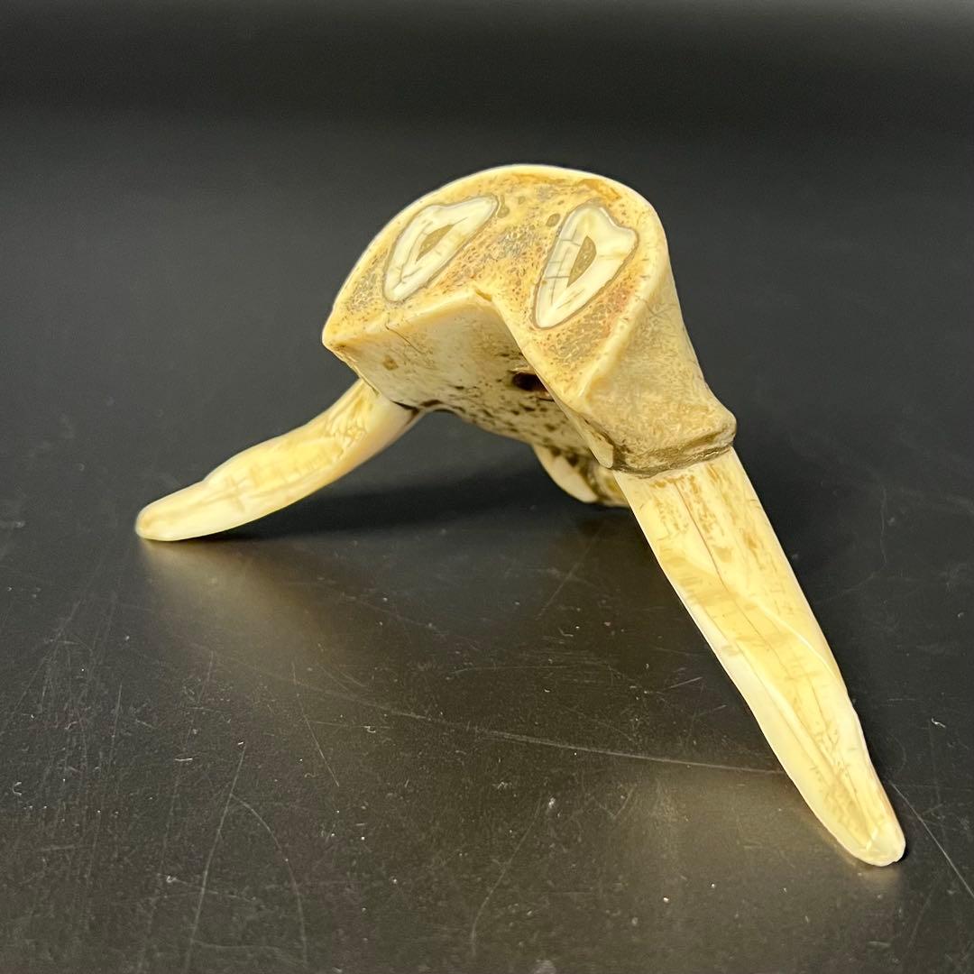 ◎古道具 庵々◎江戸-明治期 獣牙根付■提げ物山伏猟師魔除け呪物■猪牙狼牙熊牙