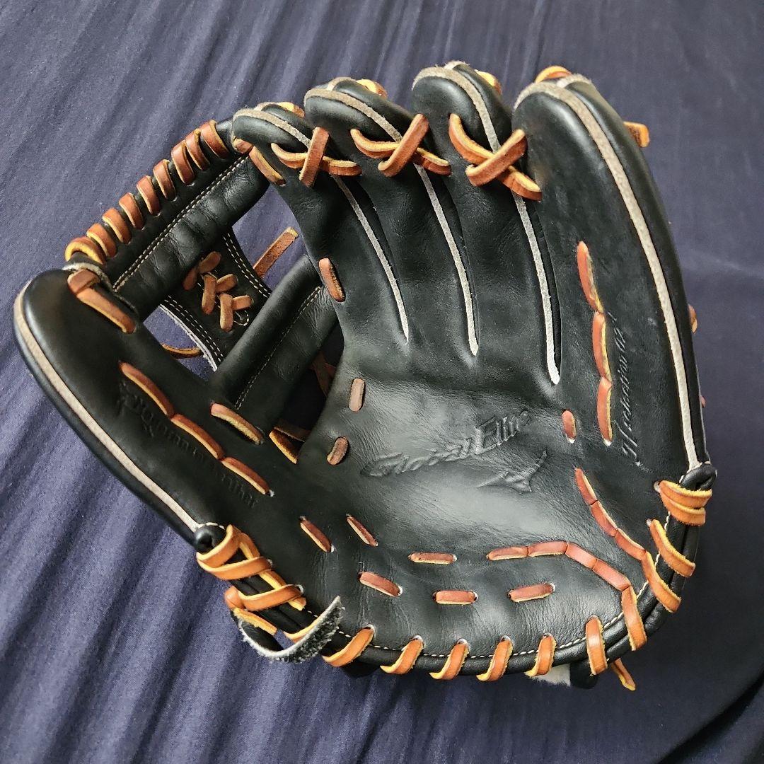 Mizuno 硬式グローブ 黒/オレンジ グローバルエリート 内野手用