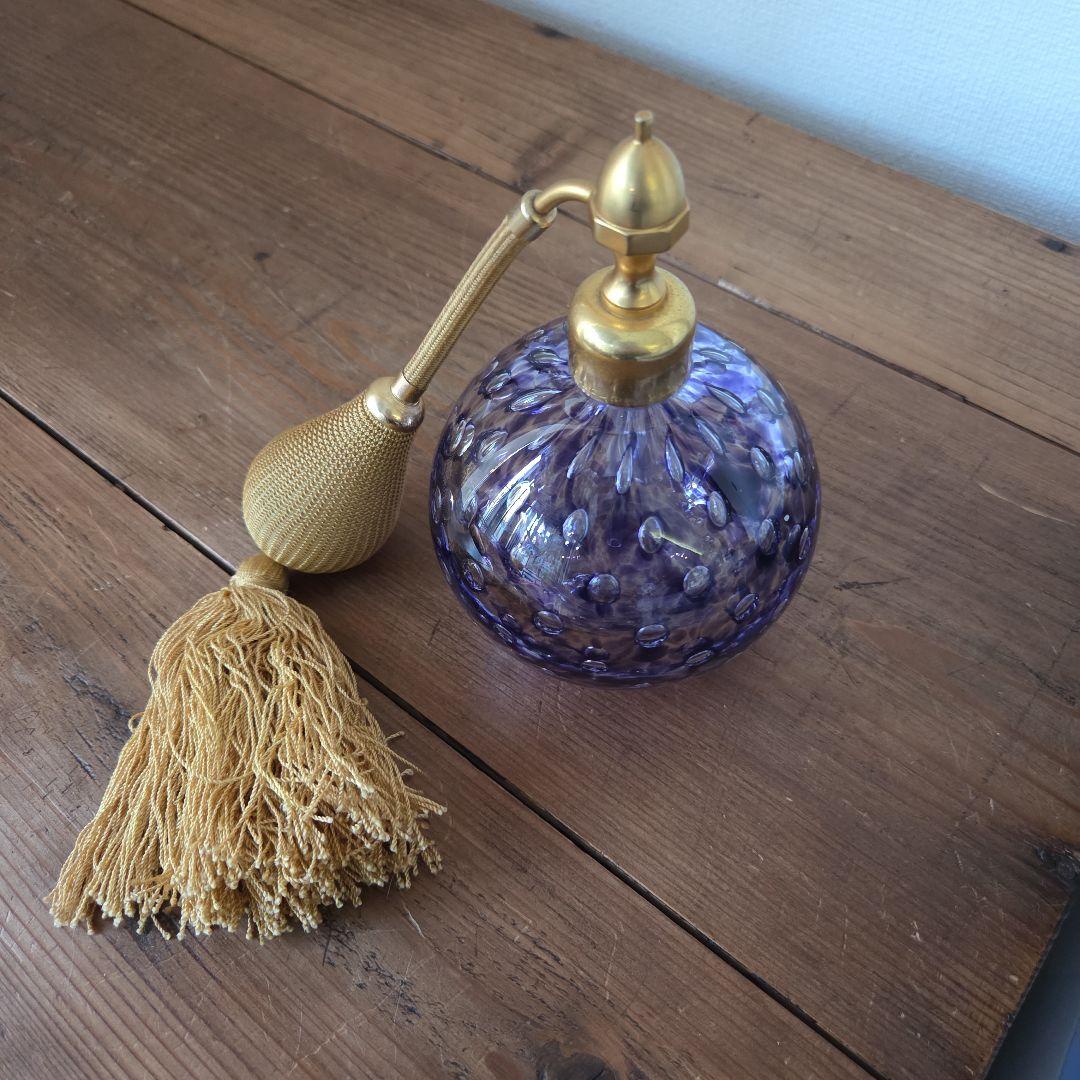 アンティーク　香水　ガラス　紫　香水瓶　マルセル　フランク　フランス