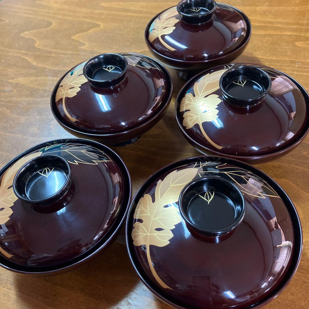 美術漆器　輪島塗吸物椀　5客セット