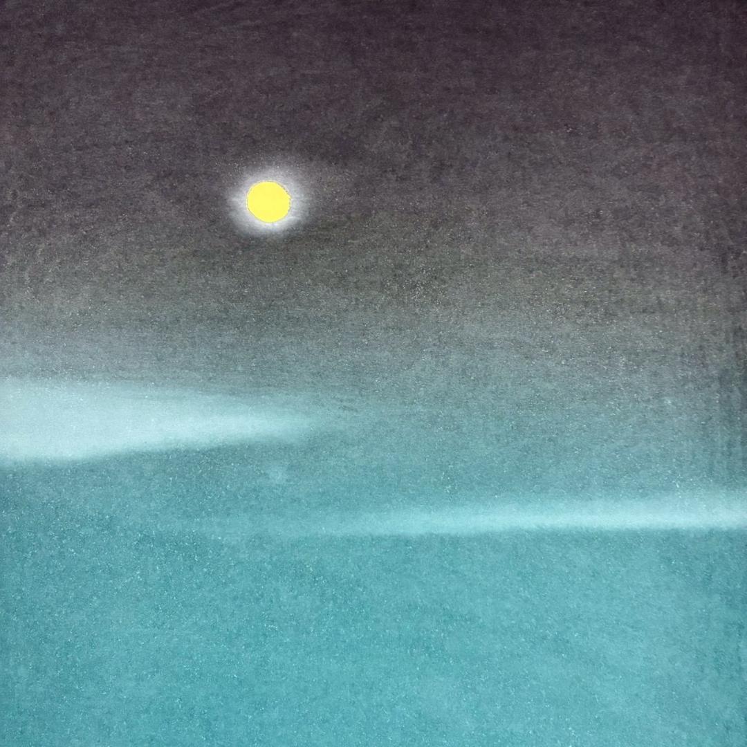 宮本秋風「おぼろ月」木版画 直筆サイン・印章・エンボス印有 人気木版画家 風景画