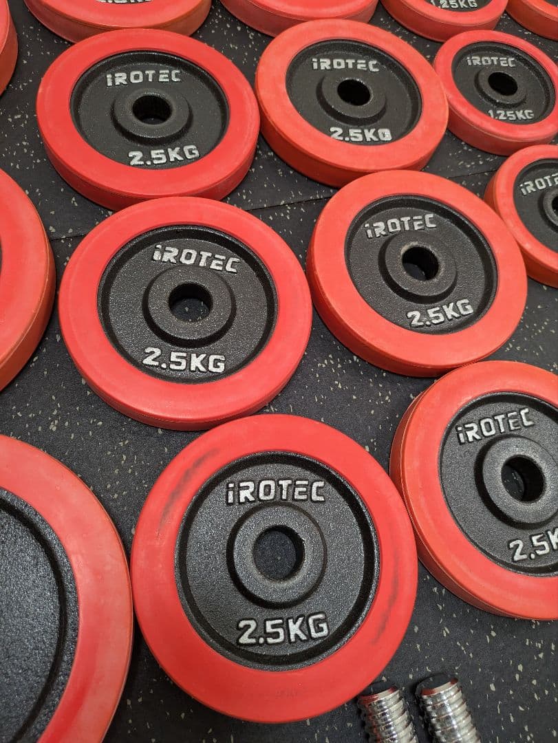 【まとめ売りのみ】アイロテック プレート137.5kg+ダンベルシャフト4本