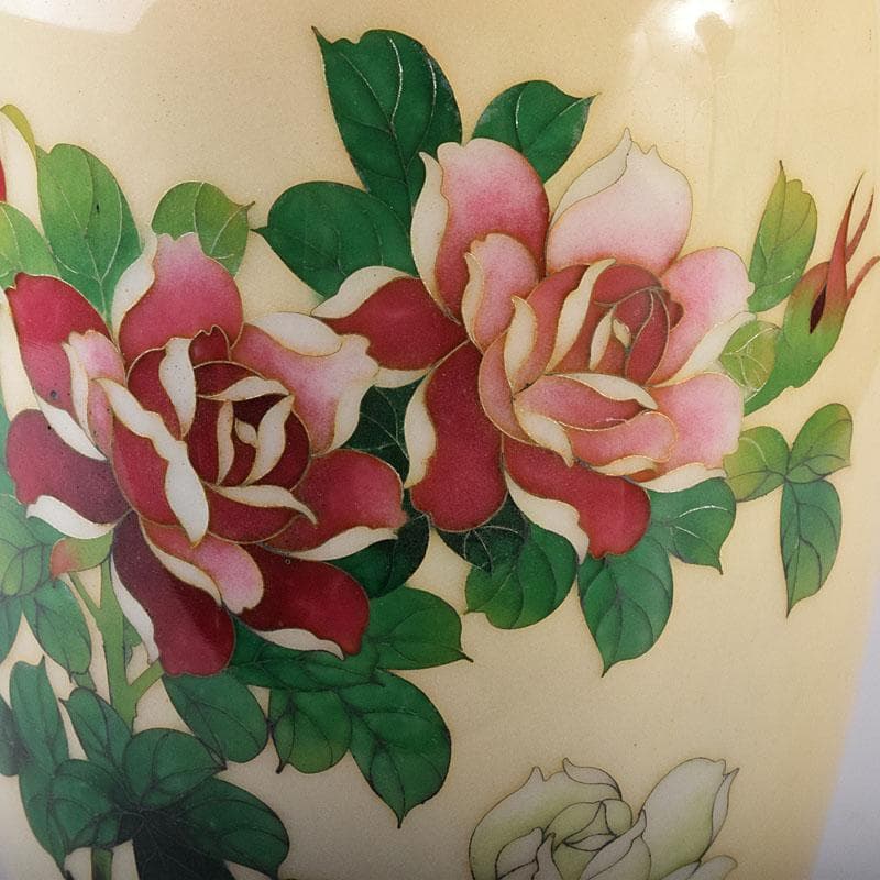 七宝焼　花文　花瓶　V　8090