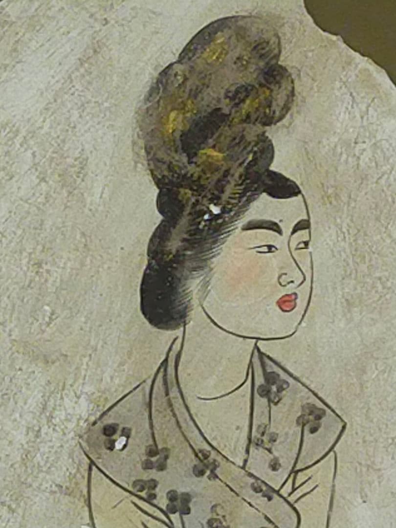 ♥中国　壁画　人物　額　①　ケース付き　骨董　古玩